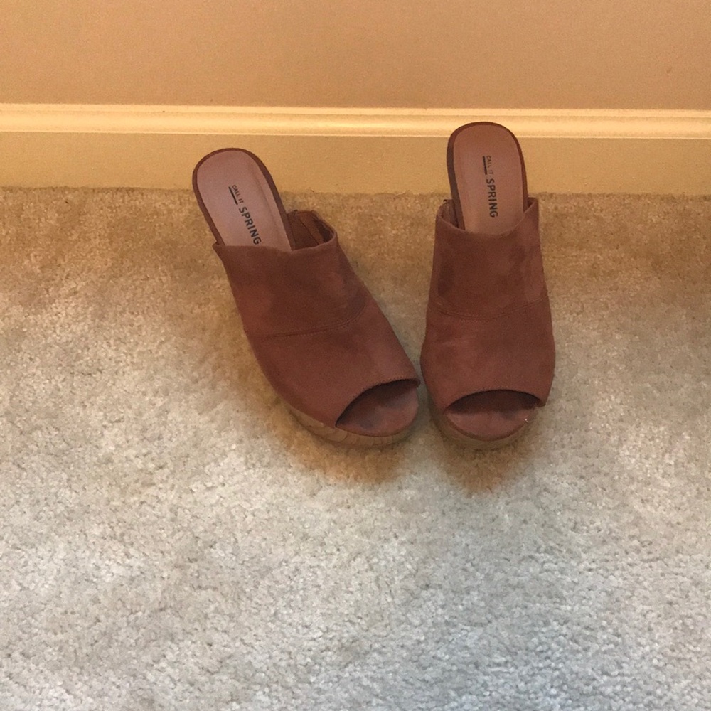 Suede wedge heels